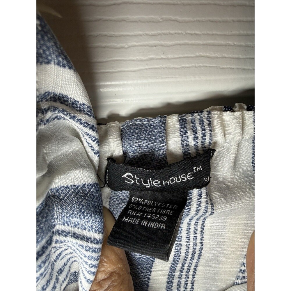 Stylehouse Cottagecore Blue White Striped Off Shoulder Maxi Dress XL Tiered New - Picture 15 of 16